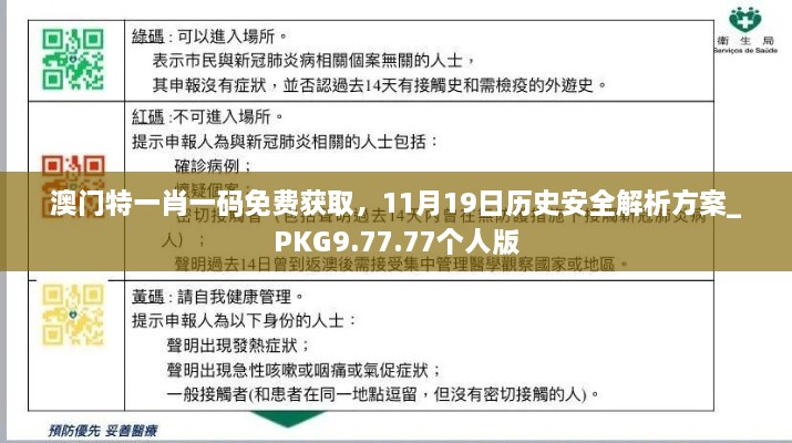 澳門特一肖一碼免費(fèi)獲取，11月19日歷史安全解析方案_PKG9.77.77個(gè)人版