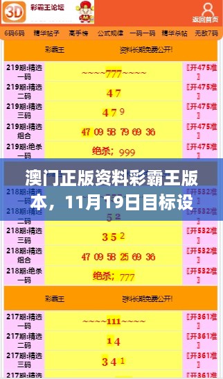 澳門正版資料彩霸王版本，11月19日目標(biāo)設(shè)定與解答實(shí)施_FRV1.40.42優(yōu)雅版