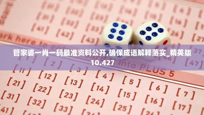 管家婆一肖一碼最準(zhǔn)資料公開,確保成語解釋落實_精英版10.427