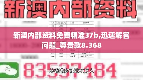 新澳內部資料免費精準37b,迅速解答問題_尊貴款8.368