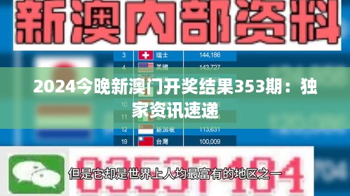 2024今晚新澳門開獎結(jié)果353期：獨(dú)家資訊速遞