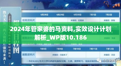 2024年管家婆的馬資料,實(shí)效設(shè)計計劃解析_WP版10.186