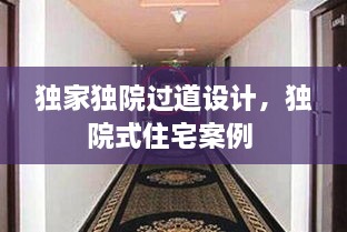 獨家獨院過道設(shè)計，獨院式住宅案例 