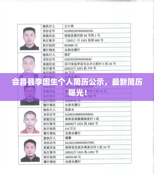 會昌縣李國生個人簡歷公示，最新簡歷曝光！