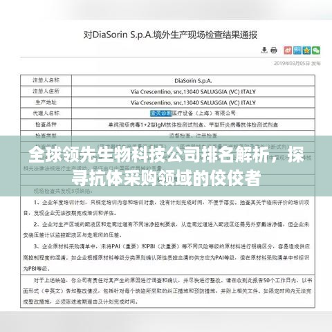 全球領先生物科技公司排名解析，探尋抗體采購領域的佼佼者