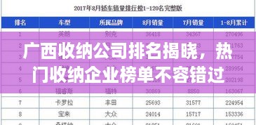 廣西收納公司排名揭曉，熱門收納企業(yè)榜單不容錯過！