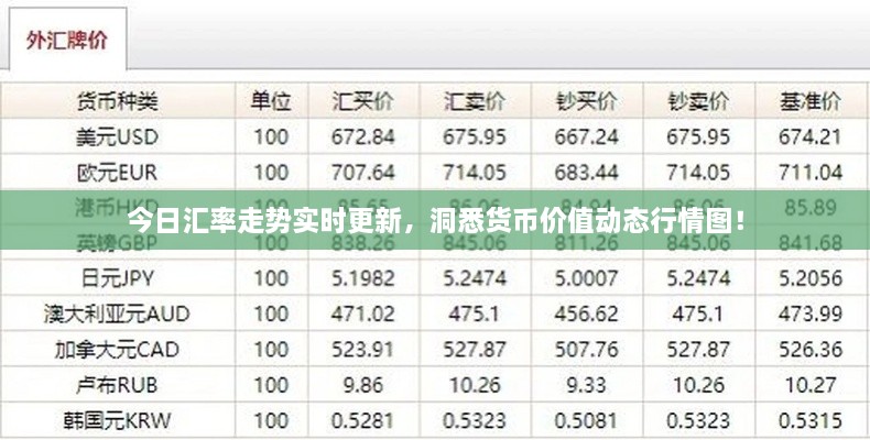 今日匯率走勢實時更新，洞悉貨幣價值動態(tài)行情圖！