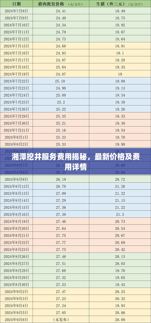 湘潭挖井服務(wù)費(fèi)用揭秘，最新價(jià)格及費(fèi)用詳情